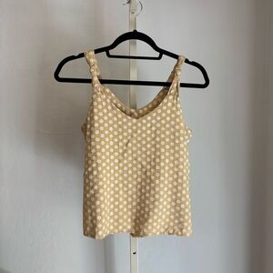 Yellow Etched Dot Twist Strap Vneck Top, Small